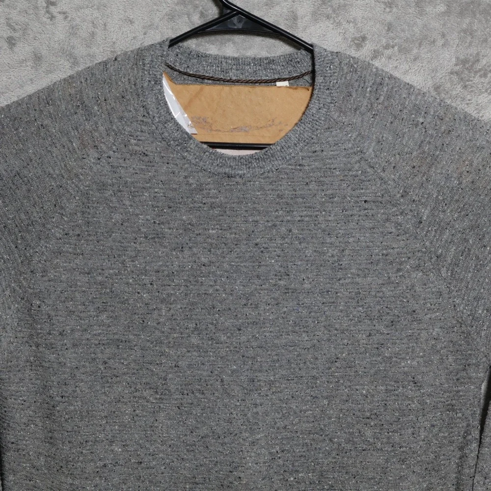 Billy Reid Sweater Men Large Gray Birdseye Knit Kangaroo Pocket Wool Silk Camel